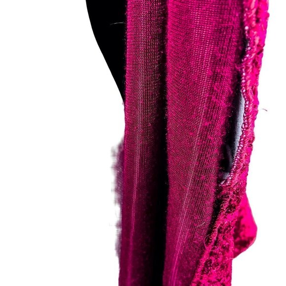 Vintage Diamond Tea Red Crushed Velvet Full Length Robe - Picture 13 of 15